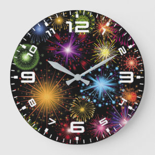 Fireworks Colourful Dynamic Sparkling Decor Large Clock