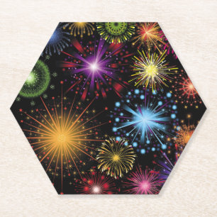 Fireworks Colourful Dynamic Sparkling Decor Paper Coaster