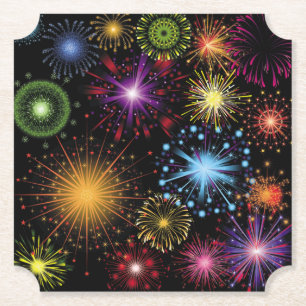 Fireworks Colourful Dynamic Sparkling Decor Paper Coaster
