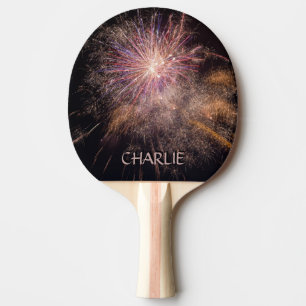 Fireworks custom monogram ping pong paddle