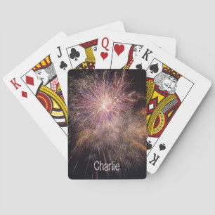 Fireworks custom monogram playing cards