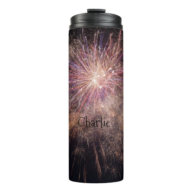 Fireworks custom monogram tumbler (Front)