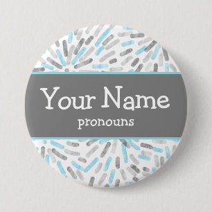 Fireworks Demiboy Pride Flag Pronouns Nametag 3 Inch Round Button