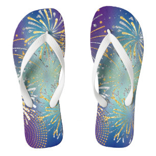 Fireworks Design with Faux Gold & Silver Flip Flop