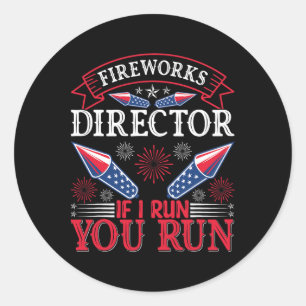 Fireworks Director American Flag 4th Of July  Classic Round Sticker