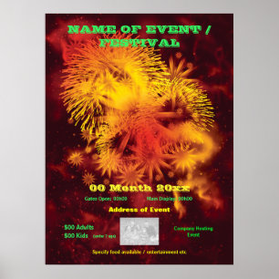 Fireworks display advertising poster, print
