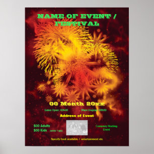 Fireworks display advertising SMALL poster, print