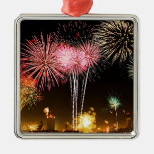 Fireworks display--celebration! metal ornament