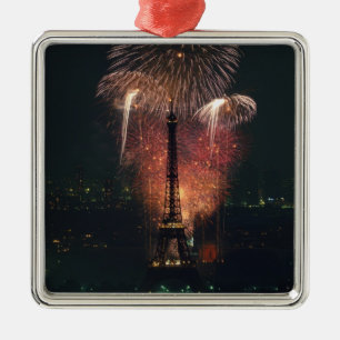 Fireworks, Eiffel Tower, Paris, France Metal Ornament