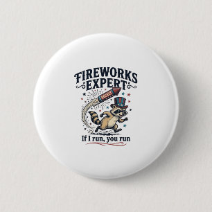 Fireworks Expert Raccoon Vintage Fourth of July Sh 2 Inch Round Button