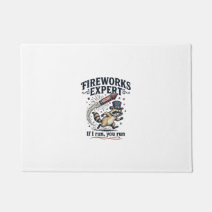 Fireworks Expert Raccoon Vintage Fourth of July Sh Doormat
