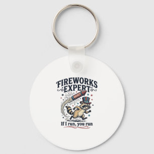 Fireworks Expert Raccoon Vintage Fourth of July Sh Keychain