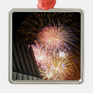 Fireworks explode metal ornament