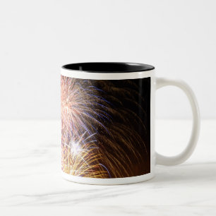 Fireworks explode Two-Tone coffee mug