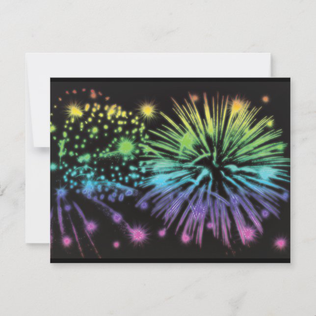 Fireworks exploding festive personalized invitation (Front)