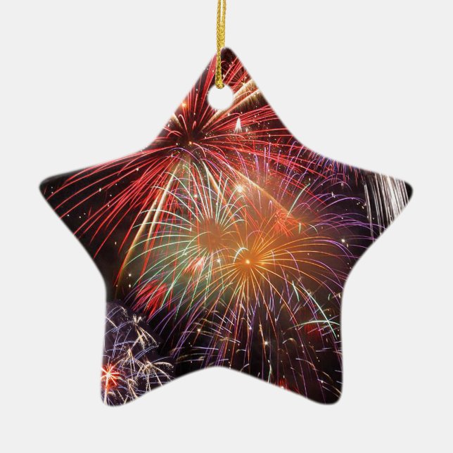 Fireworks Finale Ceramic Ornament (Front)