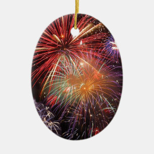 Fireworks Finale Ceramic Ornament
