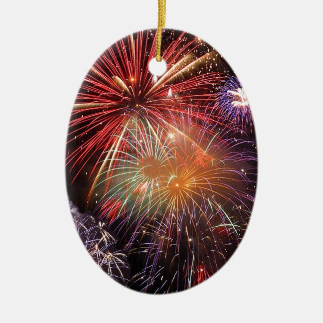 Fireworks Finale Ceramic Ornament (Front)