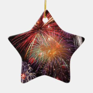 Fireworks Finale Ceramic Ornament