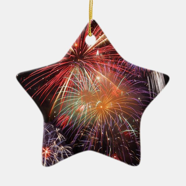 Fireworks Finale Ceramic Ornament (Front)