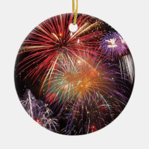Fireworks Finale Ceramic Ornament