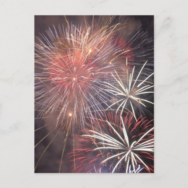 Fireworks Fire Party Sky Night Colourful Lights Ar Invitation Postcard (Front)