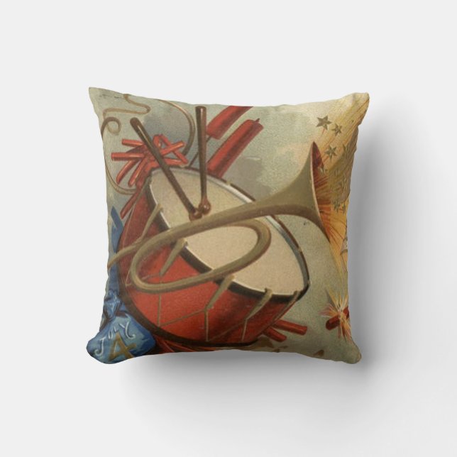 Fireworks Firecracker Explosion Drum Bugle Throw Pillow (Front)