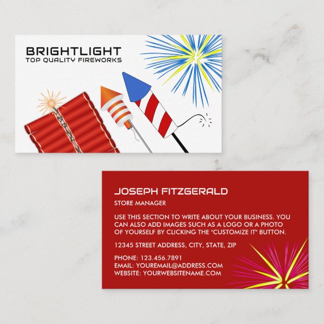 Fireworks, Fireworks Sales Business Card (Front/Back)