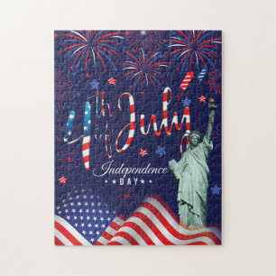 Fireworks Fourth Of July With The Statue Of Libert Jigsaw Puzzle
