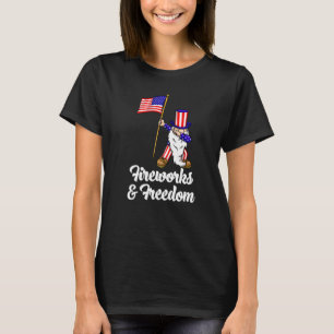 Fireworks & Freedom Gnome Women America Flag Love T-Shirt
