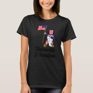 Fireworks & Freedom Gnome Women America Flag Love T-Shirt