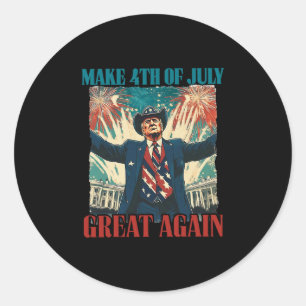 Fireworks Funny Trump American Make 4th Of July Gr Classic Round Sticker