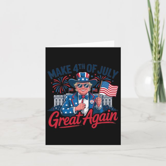 Fireworks Funny Trump Patriotic American Happy 4th Card (Front)