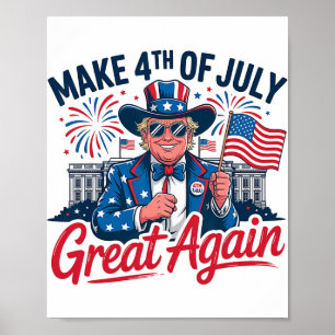 Fireworks Funny Trump Patriotic American Happy 4th Poster