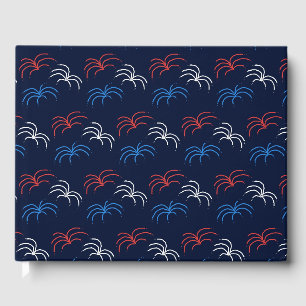 Fireworks Guest Book (Navy Blue, Red & White)