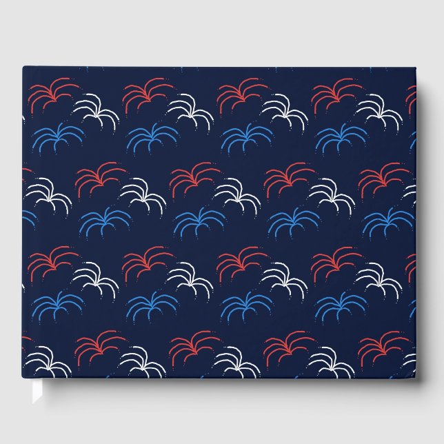 Fireworks Guest Book (Navy Blue, Red & White) (Front)