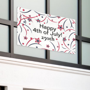 Fireworks Happy 4th of July 250th  Banner