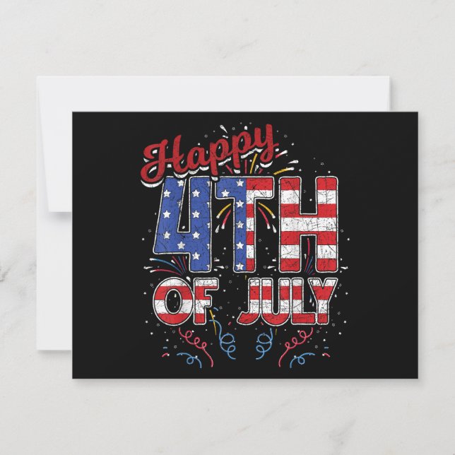 Fireworks Happy 4th Of July US Flag American 4th O Holiday Card (Front)