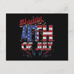 Fireworks Happy 4th of July US Flag American 4th o Holiday Postcard