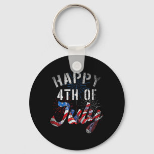 Fireworks Happy 4th Of July Us Flag American 4th O Keychain
