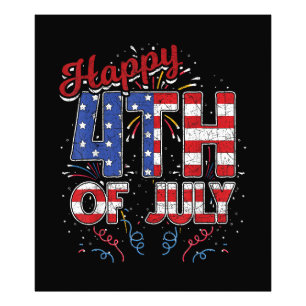 Fireworks Happy 4th Of July US Flag American 4th O Photo Print