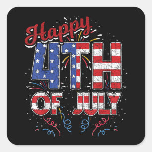 Fireworks Happy 4th Of July US Flag American 4th O Square Sticker