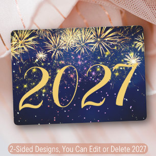 Fireworks Happy New Year & Christmas 2 Side Design Holiday Card