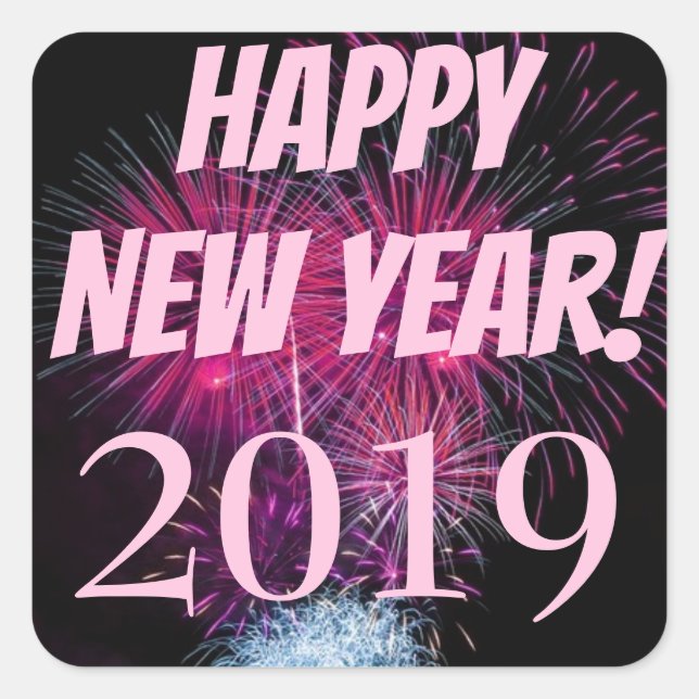 Fireworks Happy New Years 2019 Square Sticker (Front)