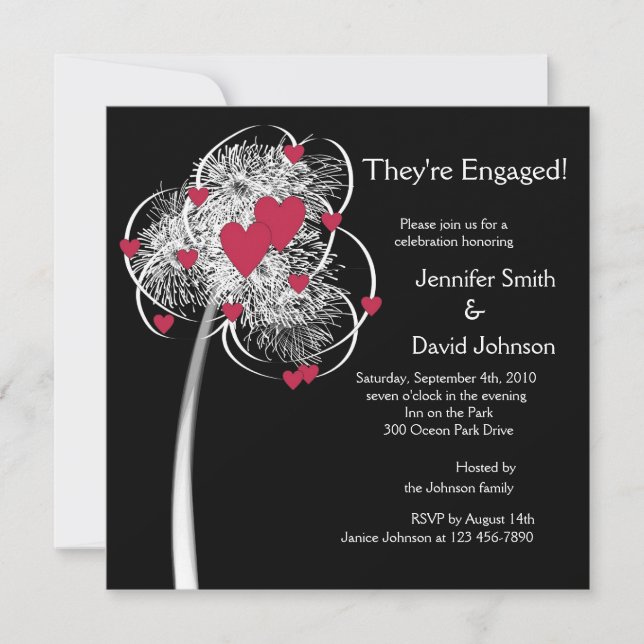 Fireworks & Hearts Tree Engagement Announcement (Front)