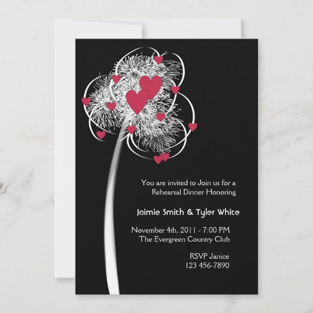 Fireworks & Hearts Tree Reheasal Dinner Invitation (Front)