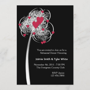 Fireworks & Hearts Tree Reheasal Dinner Invitation
