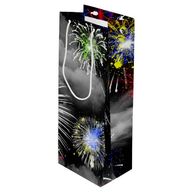 fireworks in clouds wine gift bag (Front Angled)