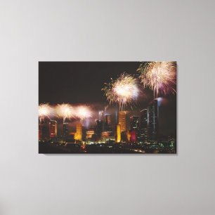 Fireworks in Houston Texas Canvas Print