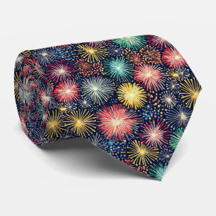 Fireworks in Multi Colours on Navy Neck Tie